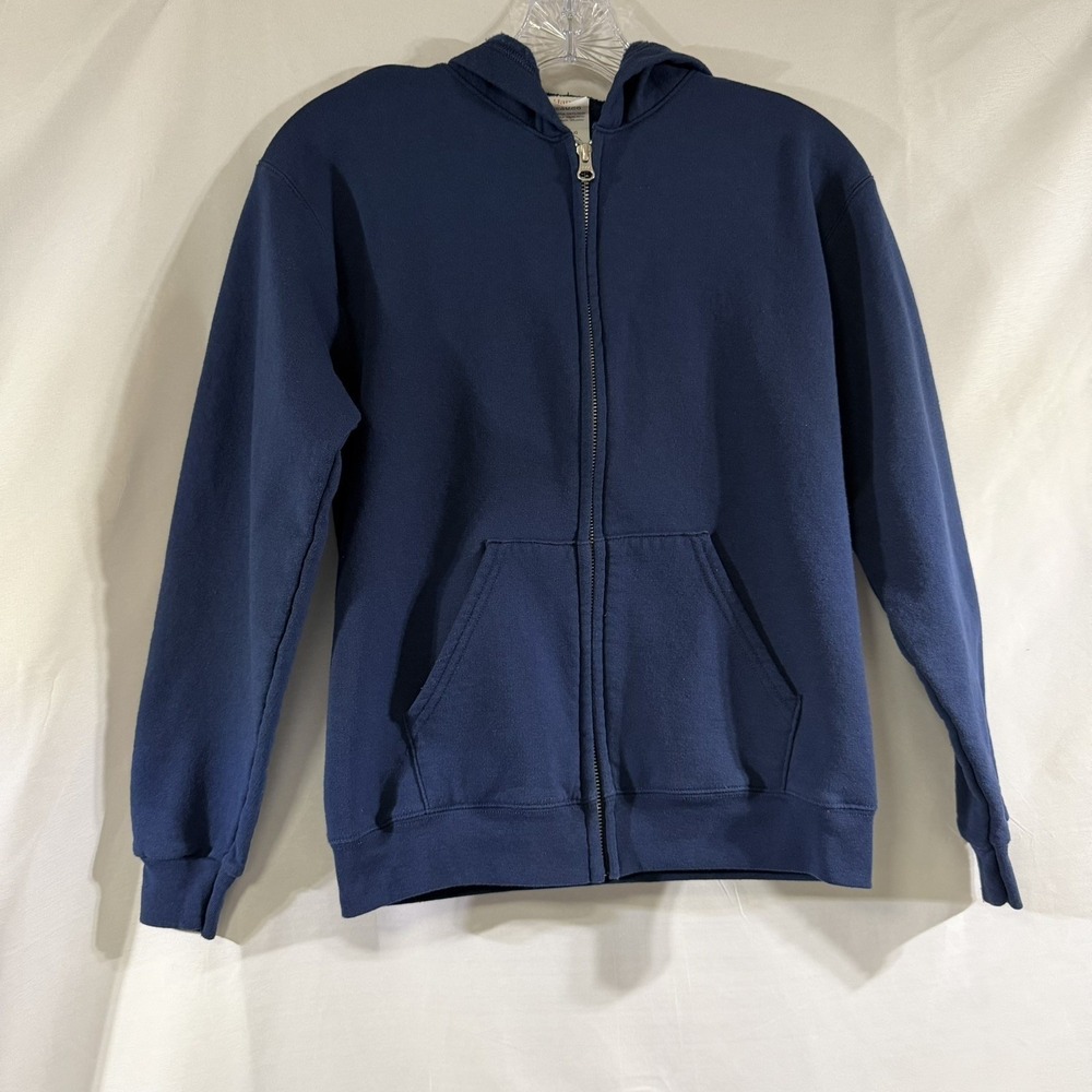 Hanes EcoSmart Youth Full Zip Hoodie Navy Blue Fleece Sweatshirt Size‎ L 12-14